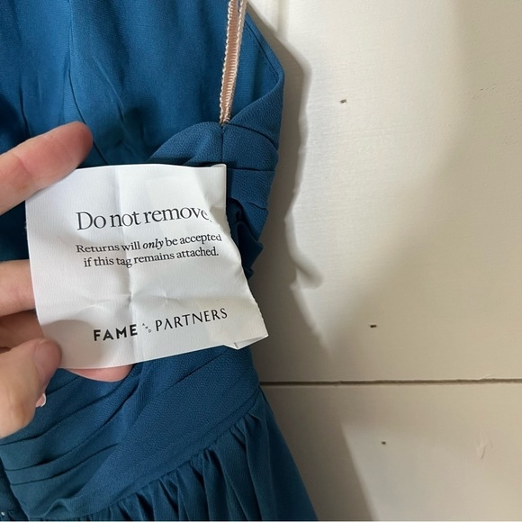 Fame And Partners Cut Out Pleated Teal Maxi Dress - Picture 9 of 14